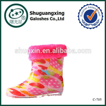 botas de lluvia de camuflaje / botas de lluvia para niños de invierno cálido / \ C-705